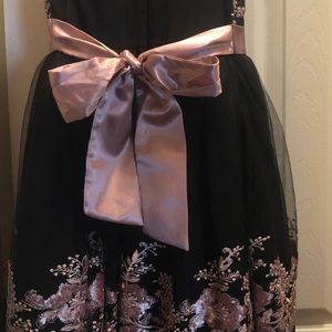 Black and pink lace with silk embroidered dress